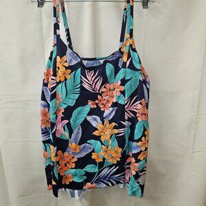 Floral Navy Tankini Top with Tropical Print